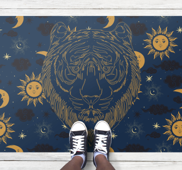 Tapis vinyle animal tigre et soleils - TenStickers