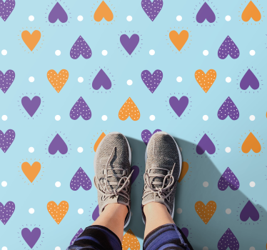 Tapis vinyle ado motif de coeur coloré - TenStickers