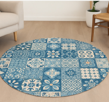 Tapis vinyle bleu carreaux de mosaïque circulaires - TenStickers