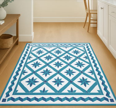 Tapis vinyle bleu carreaux géométriques en forme d'étoile - TenStickers
