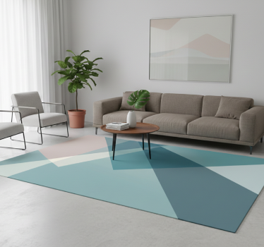 Tapis vinyle bleu conception abstraite géométrique - TenStickers