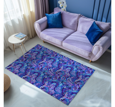 Tapis vinyle bleu effet mosaïque - TenStickers