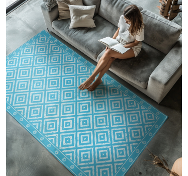 Tapis vinyle bleu motif de carrés modernes - TenStickers