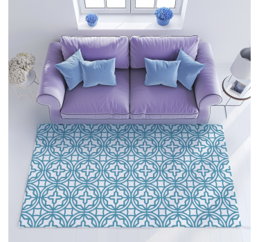 Tapis vinyle bleu motif géométrique turquoise - TenStickers