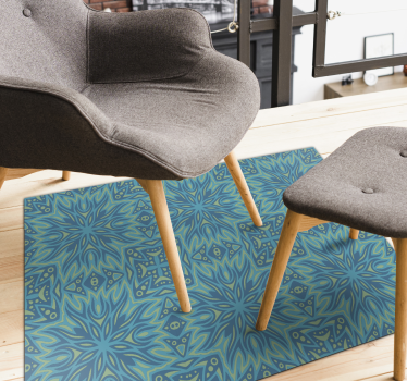 Tapis vinyle bleu symétrie inspirée du bleu - TenStickers