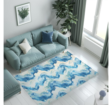 Tapis vinyle bleu vagues marbrées - TenStickers