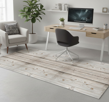 Tapis vinyle bureau effet bois pin blanc - TenStickers