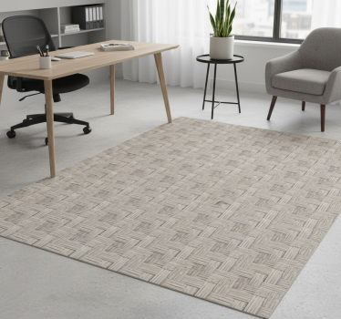 Tapis vinyle bureau effet osier gris fait main - TenStickers