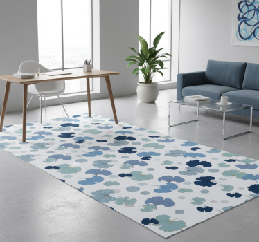 Tapis vinyle bureau feuille de ginkgo bleu - TenStickers