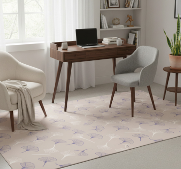 Tapis vinyle bureau feuilles de ginkgo crème - TenStickers