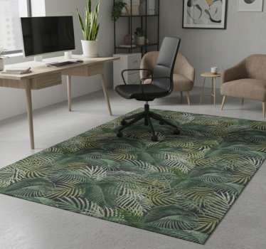 Tapis vinyle bureau feuilles de palmier vertes - TenStickers