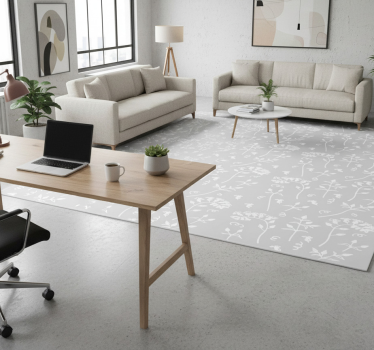 Tapis vinyle bureau fleurs dessinées - TenStickers