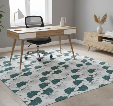 Tapis vinyle bureau motif feuilles de ginkgo - TenStickers