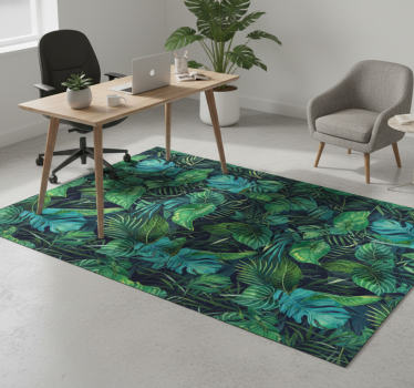 Tapis vinyle bureau motif feuilles vertes réalistes - TenStickers