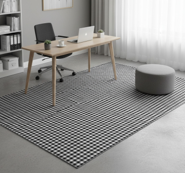 Tapis vinyle bureau motif vichy noir et blanc - TenStickers