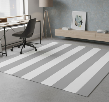 Tapis vinyle bureau rayures grises et blanches - TenStickers