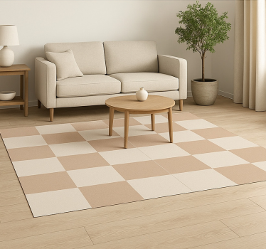 Tapis vinyle carré motif à carreaux beiges - TenStickers