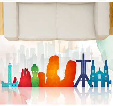 Tapis vinyle bureau silhouettes d'horizon colorées - TenStickers