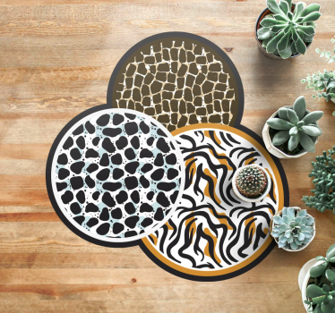 Tapis vinyle animal trio de motifs safari - TenStickers
