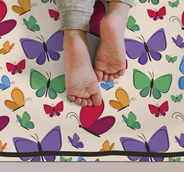 Tapis vinyle fleurs et plantes abondance de papillons - TenStickers