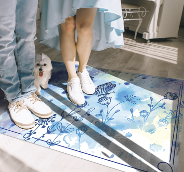 Tapis vinyle fleurs et plantes élégance aquarelle florale - TenStickers