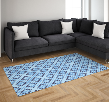 Tapis vinyle géométrique carrés bleus - TenStickers