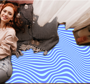 Tapis vinyle géométrique vagues bleues fluides - TenStickers
