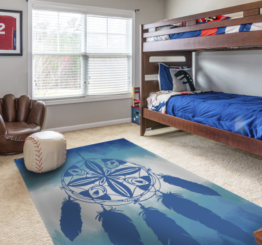 Tapis vinyle bleu plume attrape-rêves - TenStickers