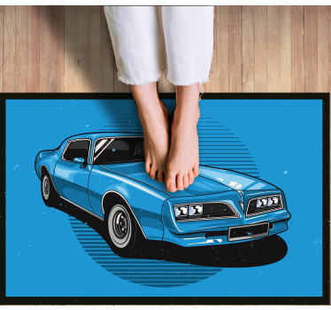 Tapis vinyle bleu voiture bleue classique - TenStickers