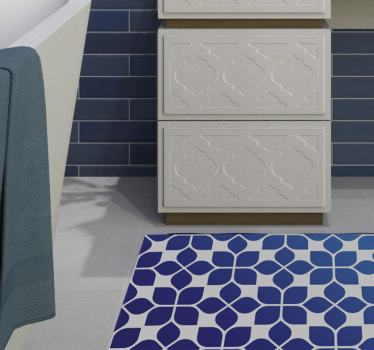 Tapis vinyle mosaïque fleurs bleues - TenStickers
