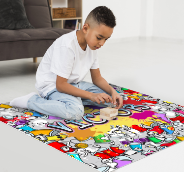 Tapis vinyle multicolore graffiti personnalisé - TenStickers