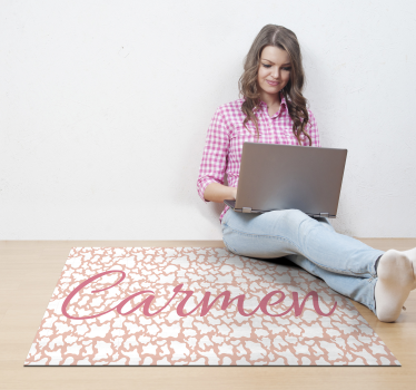 Tapis en vinyle peau de vache rose personnalisé - TenStickers