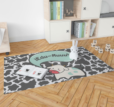 Tapis en vinyle pour enfant motif vache avec nom - TenStickers