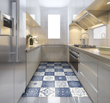tapis vinyle ultra moderne Impression de carreaux bleus - TenStickers