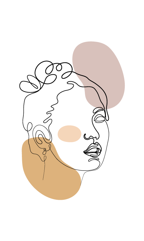 Tapis vinyle blanc visage abstrait et cercles - TenStickers