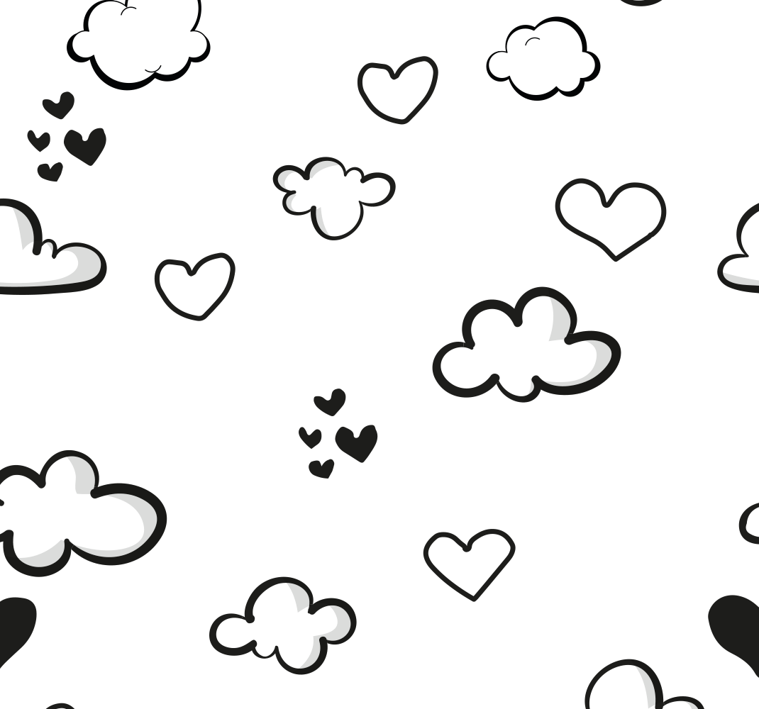 Tapis vinyle blanc nuages et cœurs - TenStickers