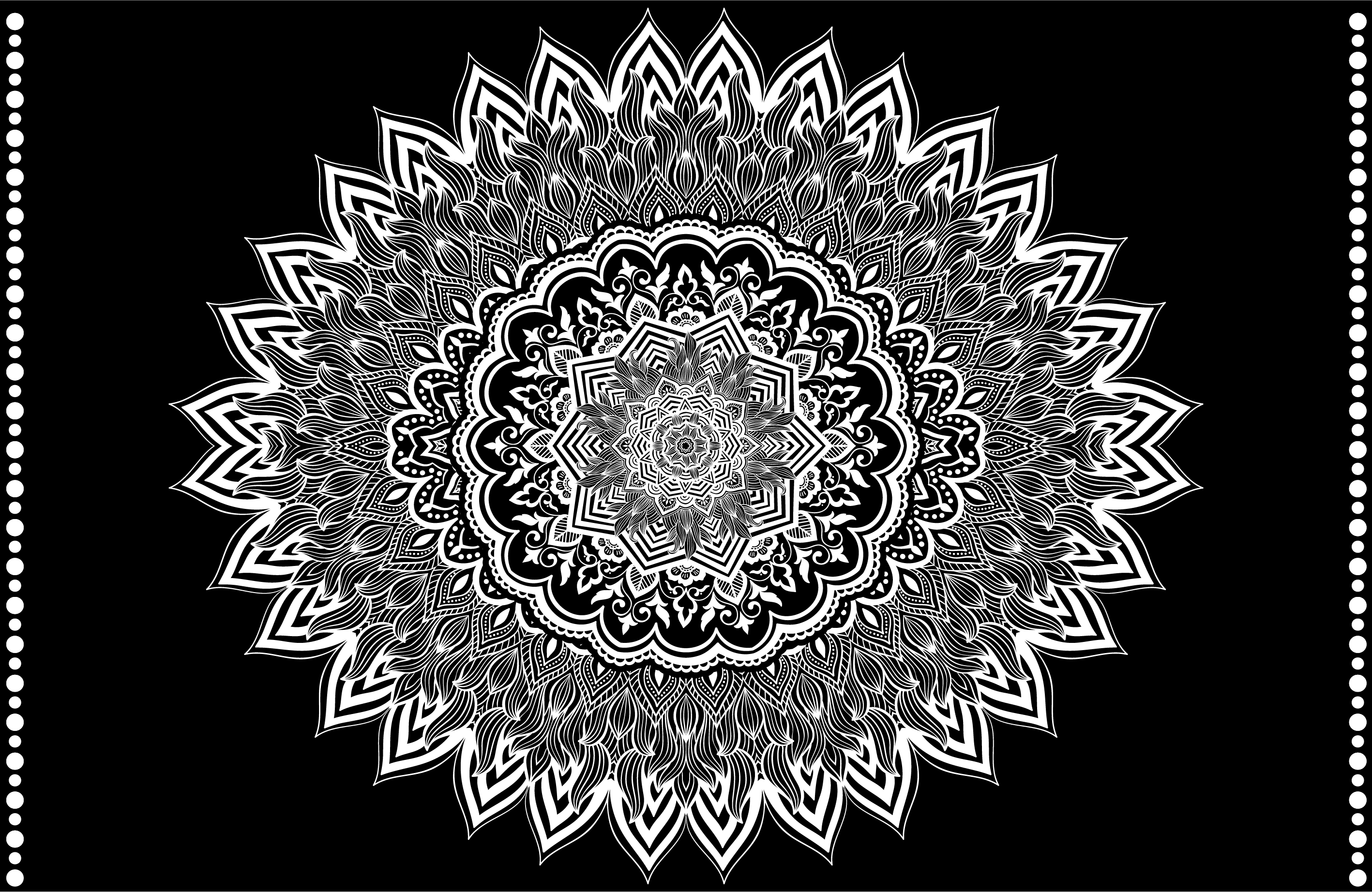 Tapis vinyle noir conception de mandala floral - TenStickers