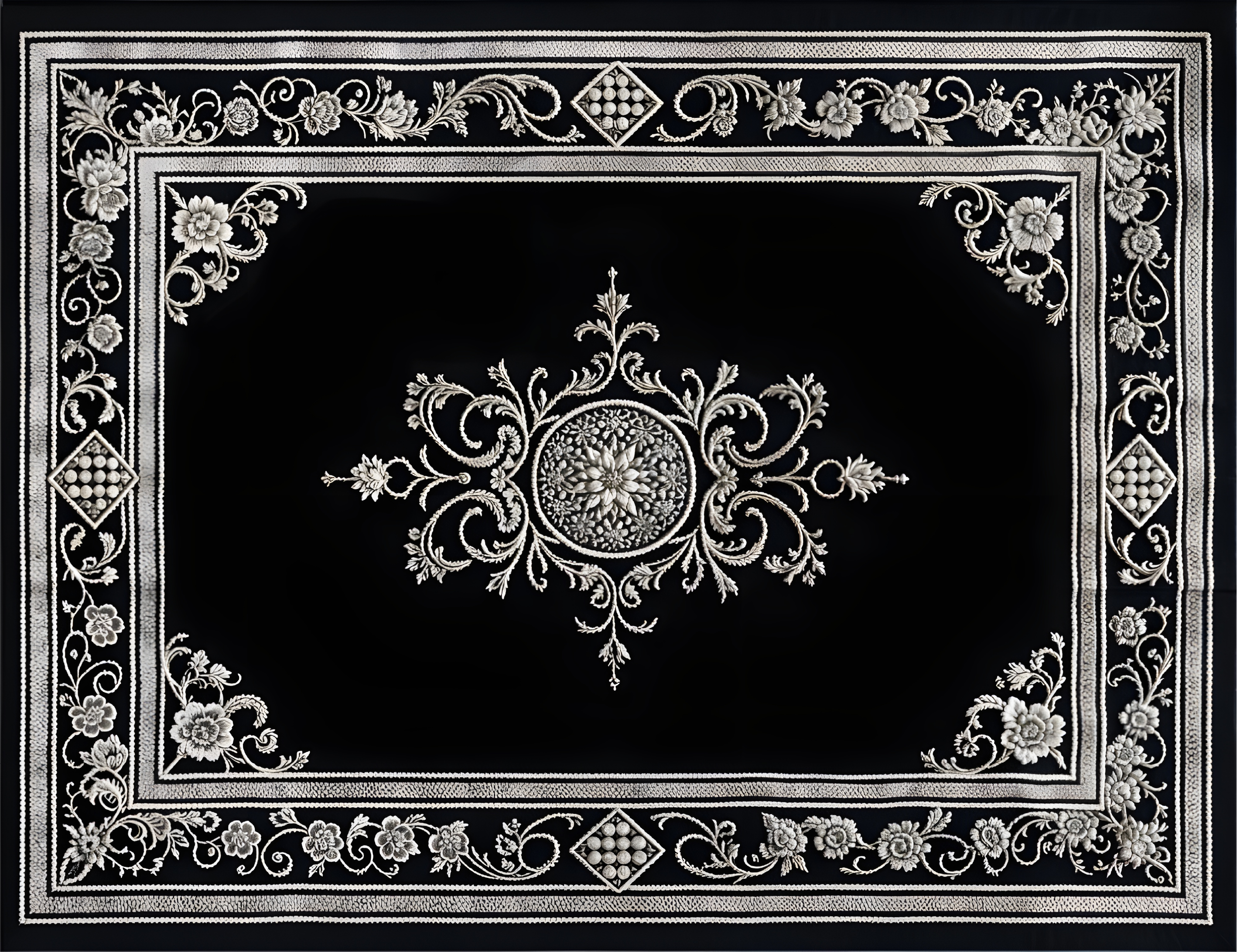 Tapis vinyle noir design oriental classique - TenStickers