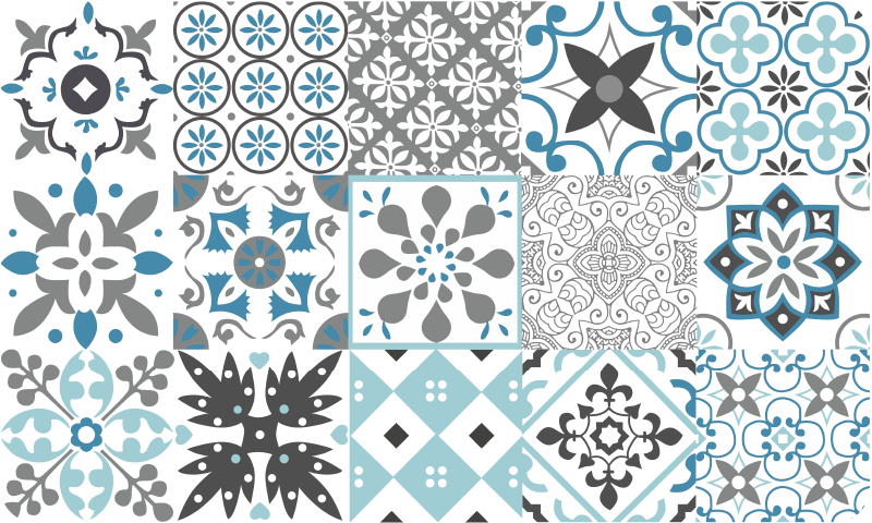 Tapis vinyle cuisine mosaïque bleue - TenStickers