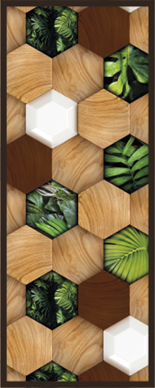 Tapis vinyle cuisine hexagones tropicaux en bois - TenStickers