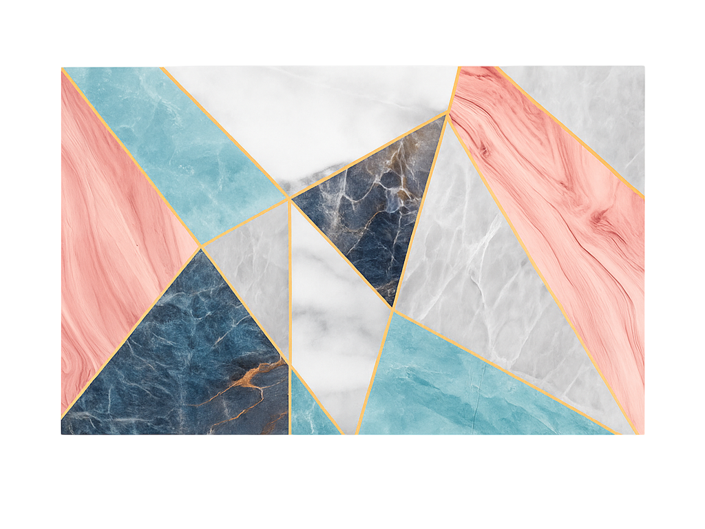 Tapis vinyle marbre conception géométrique colorée - TenStickers