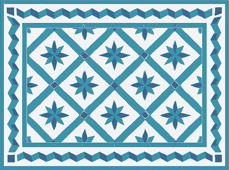 Tapis vinyle bleu carreaux géométriques en forme d'étoile - TenStickers