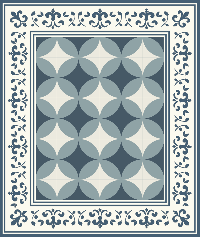 Tapis vinyle carreaux de ciment motif bleu et blanc - TenStickers