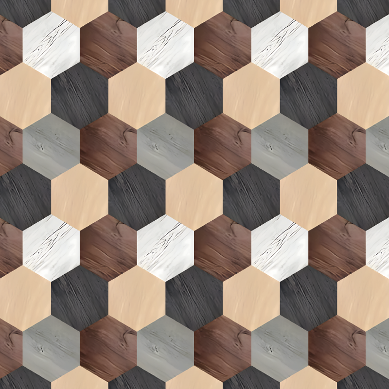 Tapis vinyle cuisine hexagones en bois mélangés - TenStickers