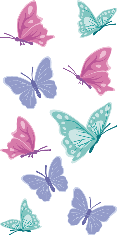 Tapis vinyle animal papillons en couleur pastel - TenStickers