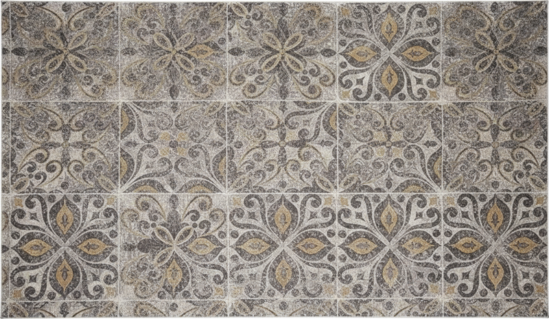 Tapis vinyle cuisine arabesque ornée charbon - TenStickers