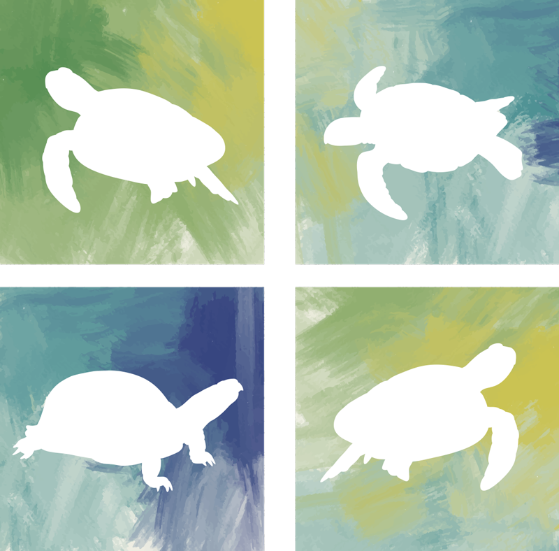 Tapis vinyle animal motif tortue colorée - TenStickers