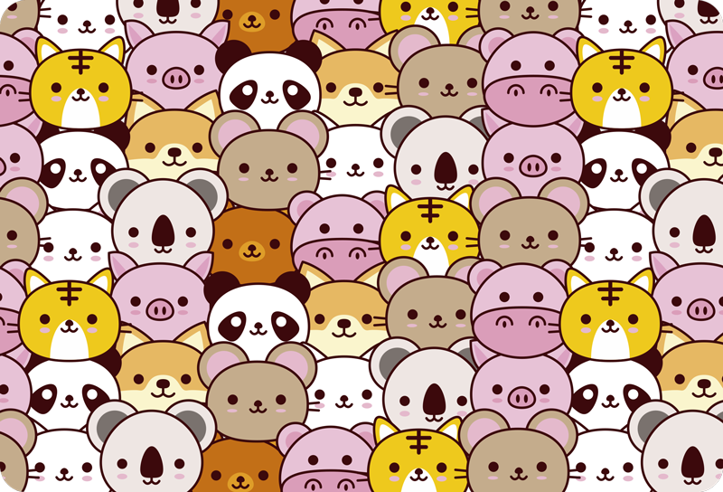 Tapis vinyle animal bébés adorables - TenStickers