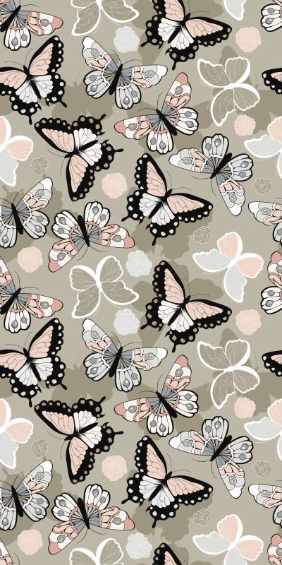 Tapis vinyle animal papillons volants beiges - TenStickers