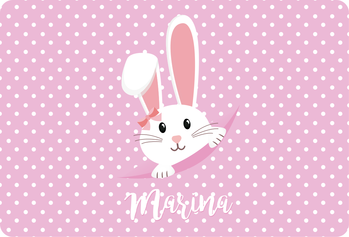Tapis vinyle animal lapin mignon pour fille avec nom - TenStickers